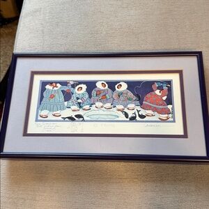Barbara Lavallee ice fishing  Matted Framed Print
